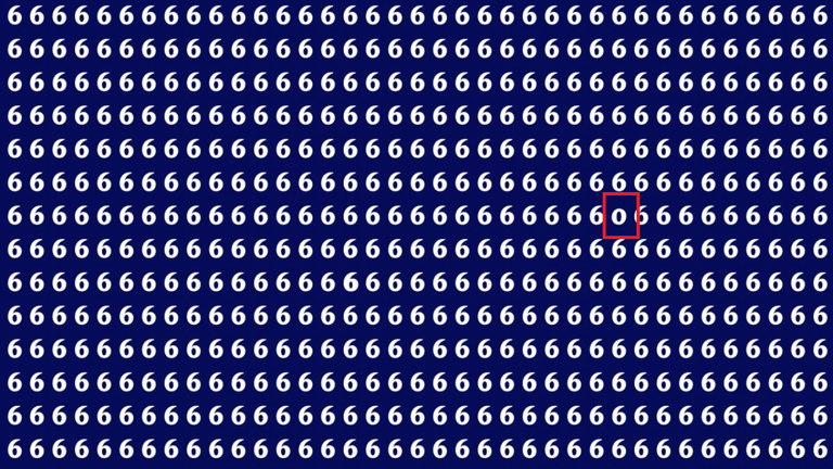 This optical illusion is gaslighting you: There’s a 0 in disguise in the sea of 6s; can you find it?